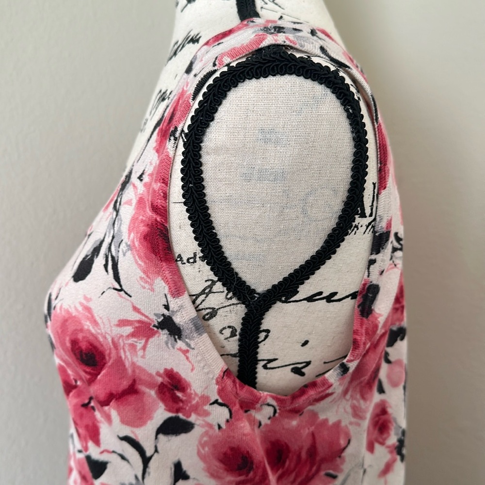 Jones New York Women's Pink Floral Knit Scoop Neck Sleeveless Tank Top L - Picture 3 of 4